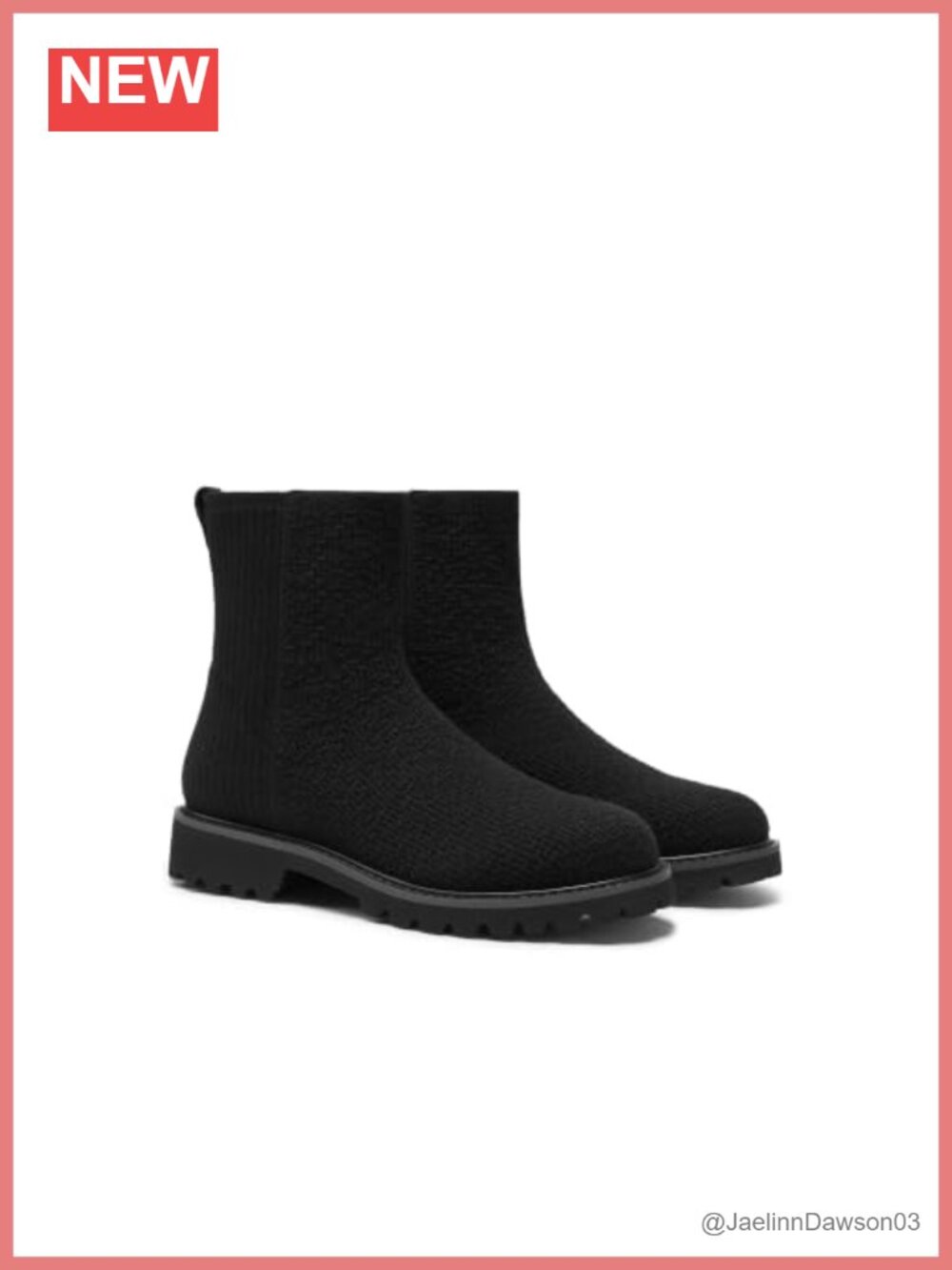Wool Blend Knit Ankle Boots Round Toe Water Repellent Lug Sole